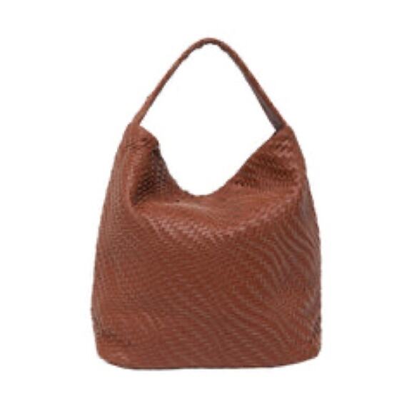 Deux Lux NWT Brown Bond Hobo Bag in Honey Woven Faux Leather Shoulder Purse - Picture 1 of 15